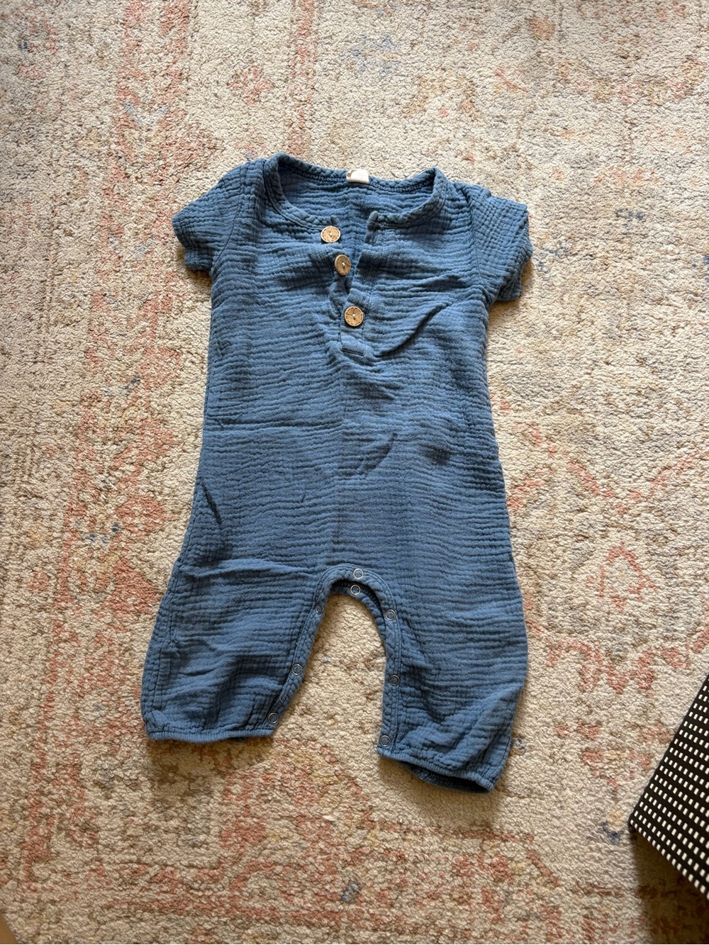 Baby blue button jumpsuit cotton muslin gauze